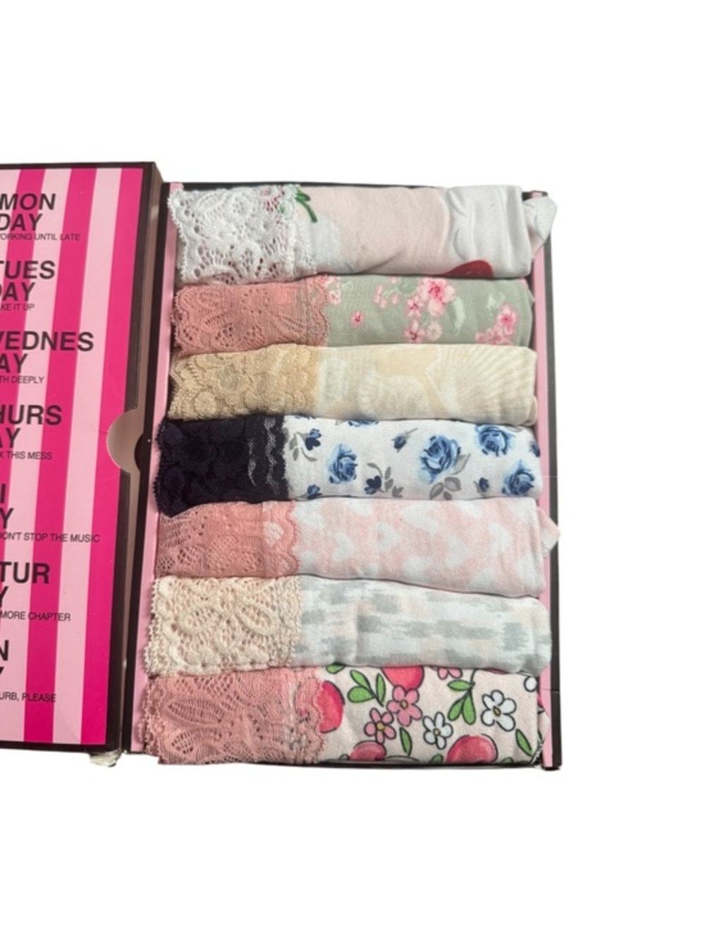 VICTORIA'S SECRET Panties 7-Day Mystery Pack Assorted Colors & Designs size L